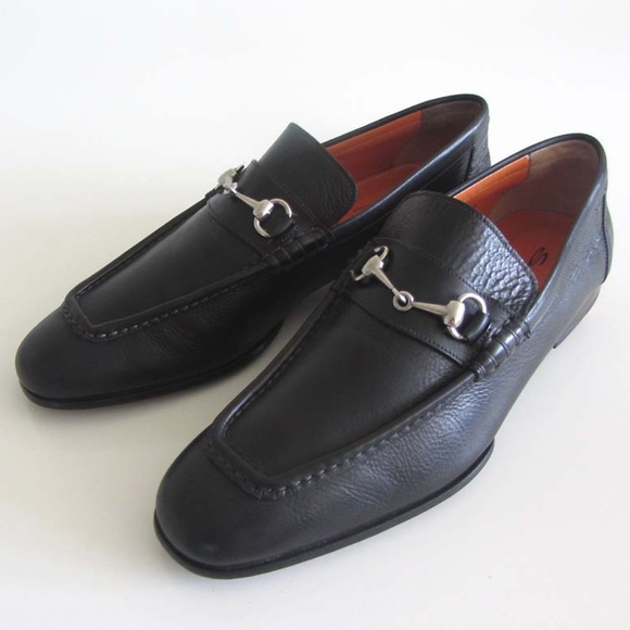 Santoni Other - Santoni silver-tone bit black dress loafers 8 D